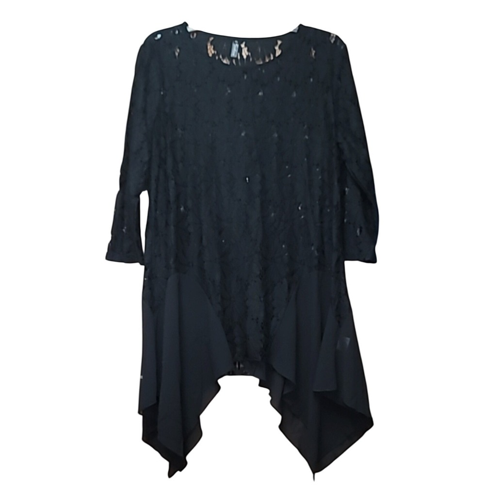 Women's Asymmetric Lace Chiffon Tunic‎ Boho Fairy Grunge Whimsigoth XL Witch Y2K